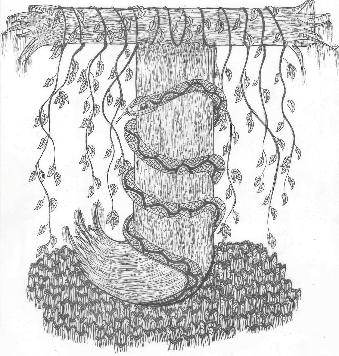 Student 2D work — a surreal pencil illustration