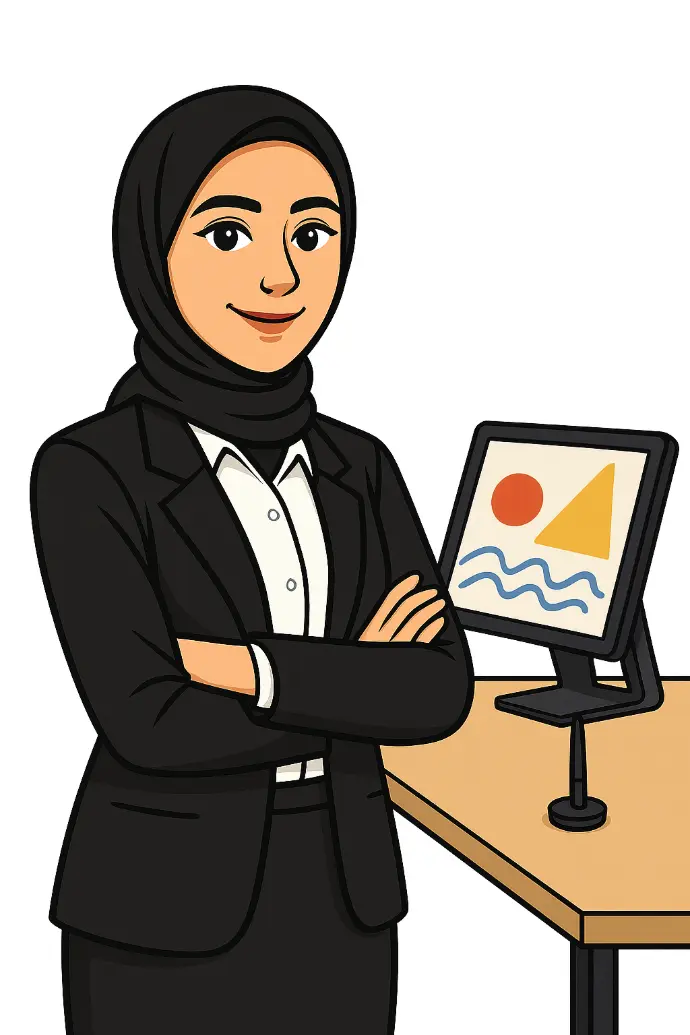 Fatima El Chediak Cartoonized as a Design Lab Instructor